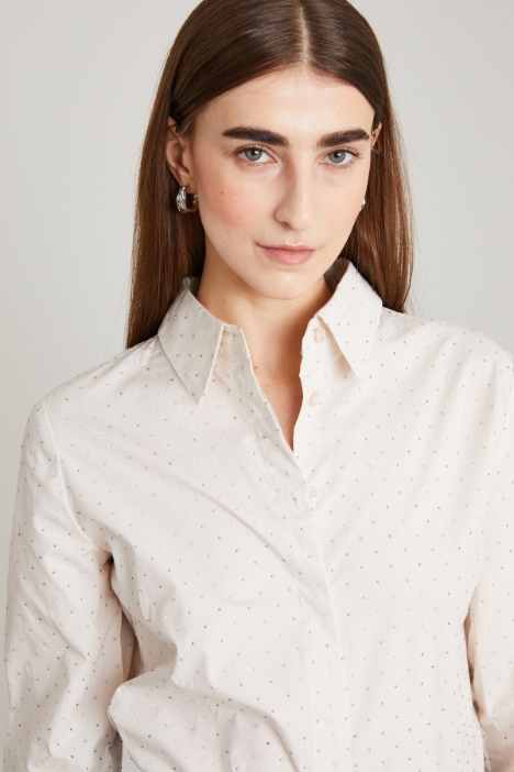 Camicia in popeline con strass