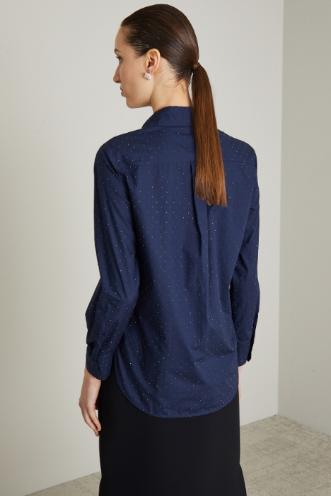 Camicia in popeline con strass