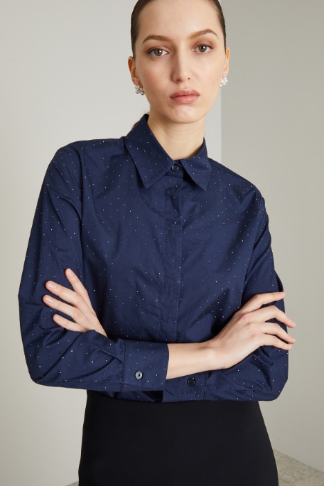 Camicia in popeline con strass