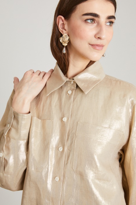 Camicia in tela di lino laminato