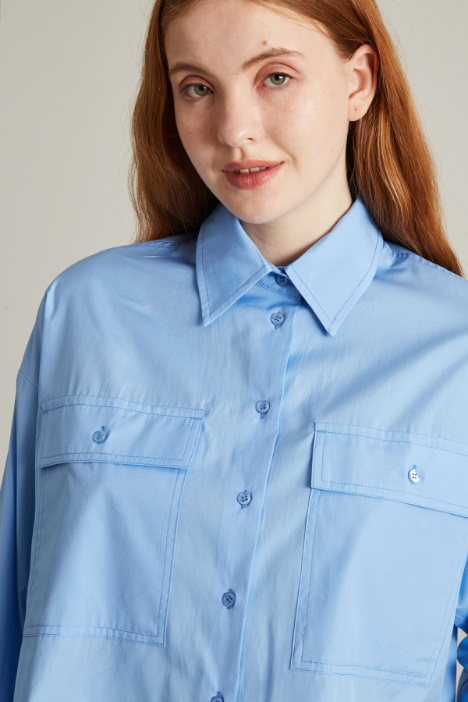 Camicia boxy in popeline a righe