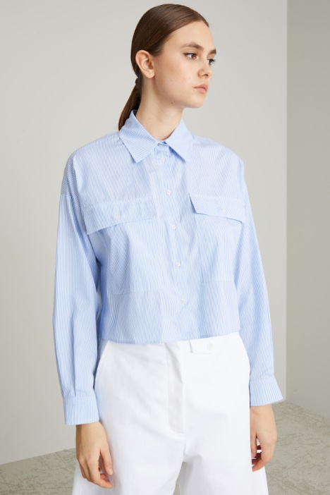 Camicia boxy in popeline a righe