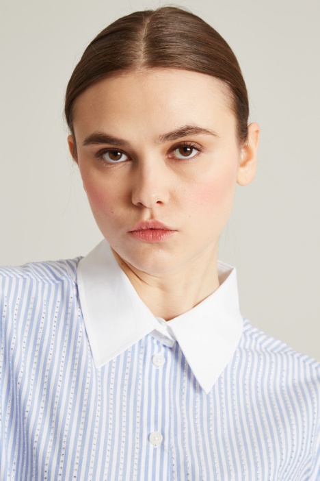 Camicia in bastonetto con strass