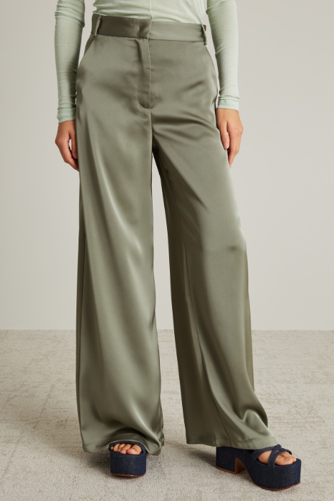 Pantaloni a palazzo in raso