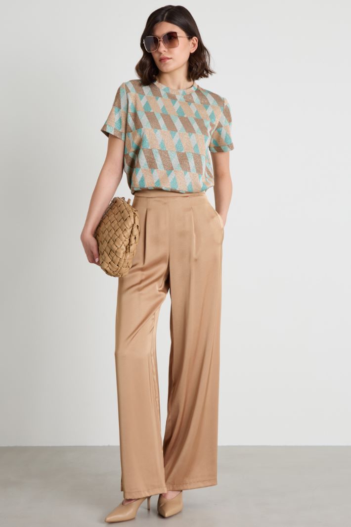 Pantaloni con pinces in raso Intrend