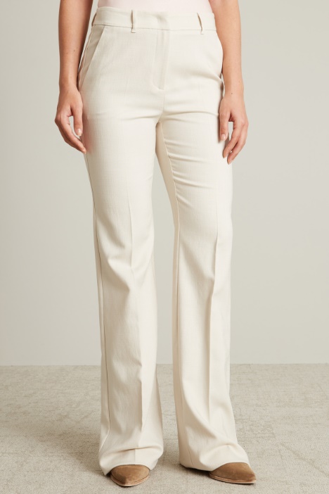 Pantaloni dritti in tela stretch