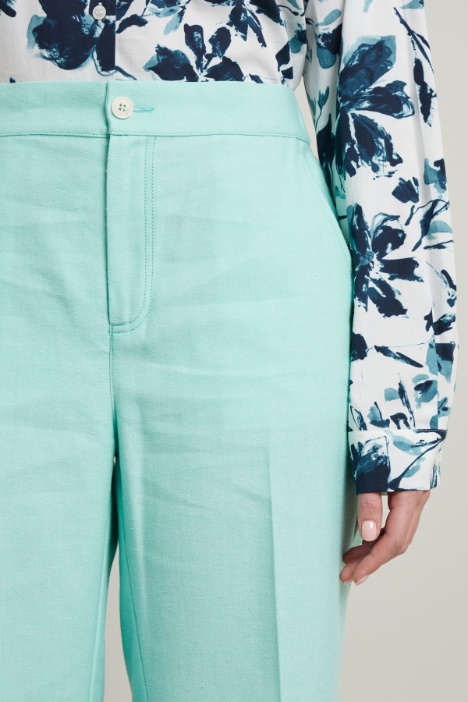 Pantaloni cropped in misto lino