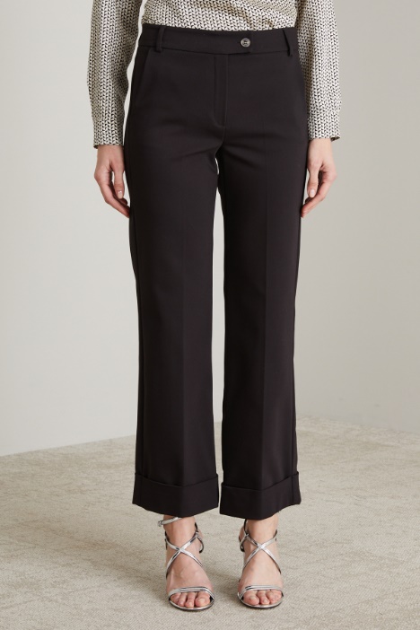 Pantaloni dritti in cotone stretch