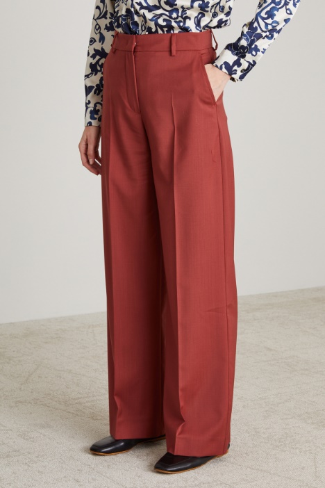 Pantaloni dritti in tela di lana