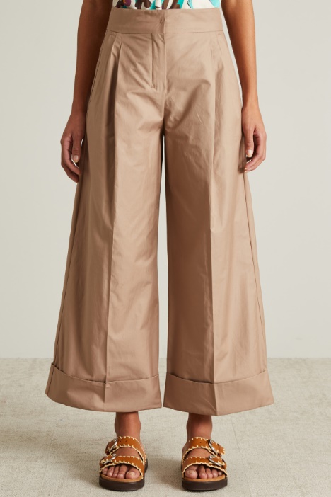 Pantalones anchos de sarga de algodón