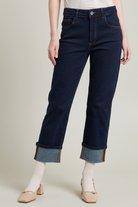 Jeans in denim con risvolto