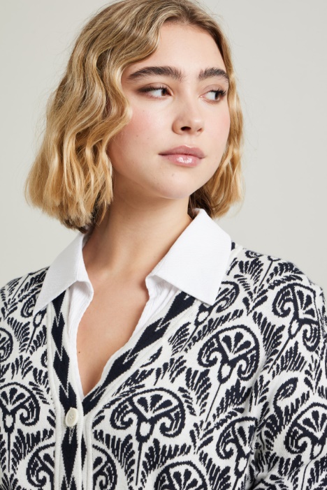 Cardigan in cotone jacquard