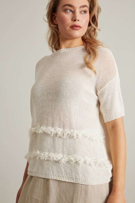 Maglia in lino con frange
