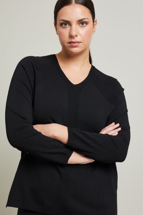 Suéter con detalles de canalé