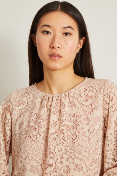 Blusa in jersey pizzo