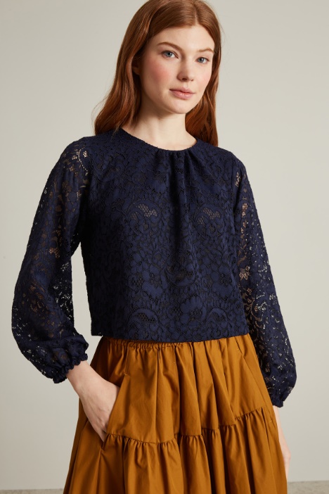 Blusa in jersey pizzo