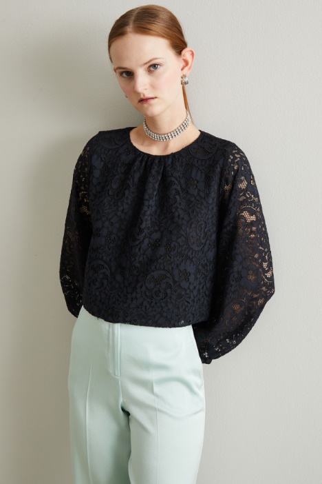 Blusa in jersey pizzo