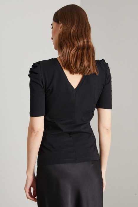 T-shirt con maniche a sbuffo