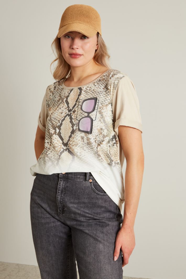 Printed bimaterial T-shirt Intrend - 3