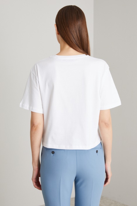 T-shirt in jersey con strass