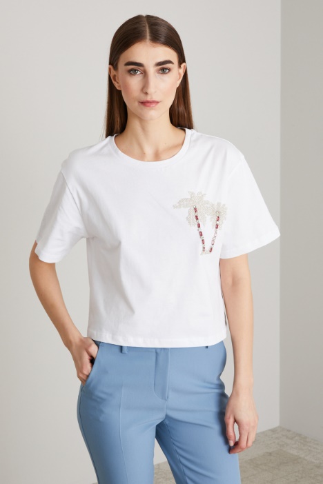 Camiseta de punto con pedrería Intrend