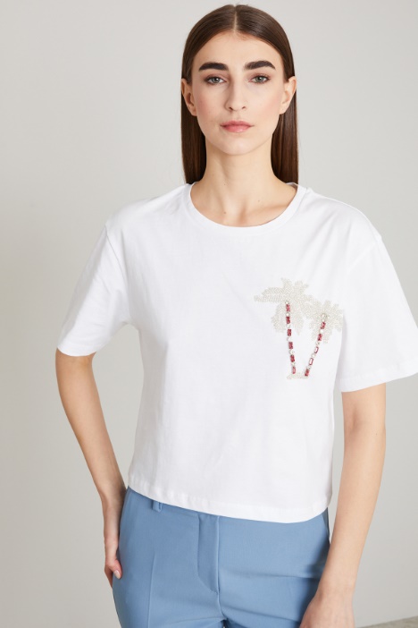 T-shirt in jersey con strass