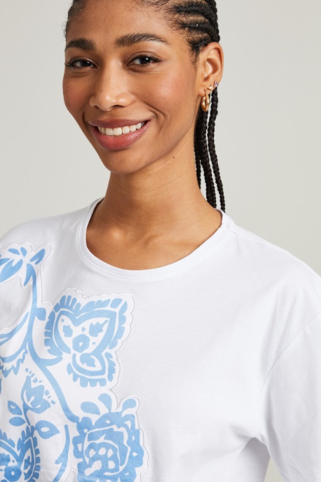 T-shirt di cotone stampata