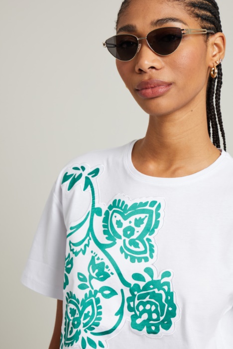 T-shirt di cotone stampata