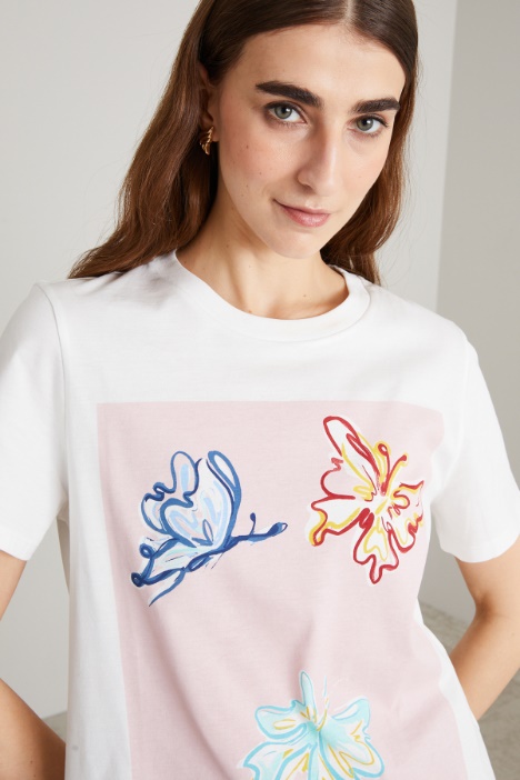 T-shirt in jersey con stampa
