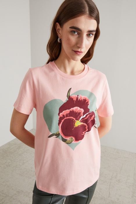 T-shirt in jersey con stampa