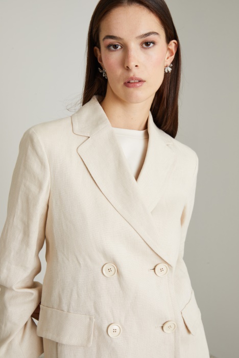 Blazer doppiopetto in tela di lino