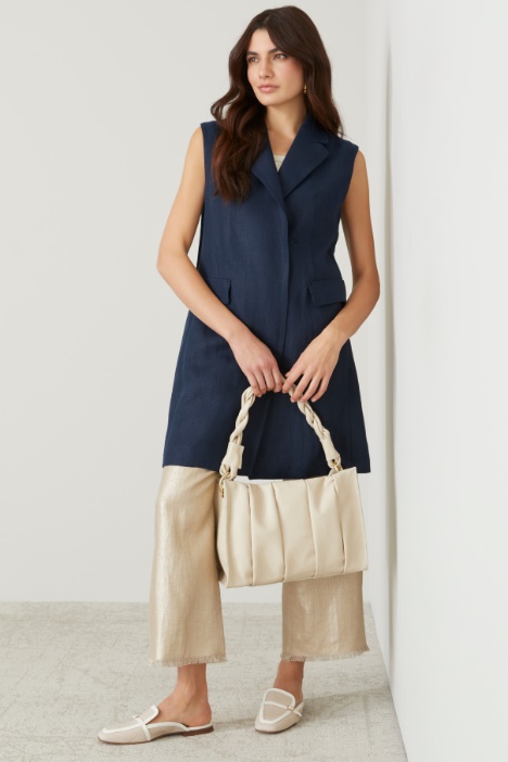 Gilet lungo in tela di lino Intrend - 4