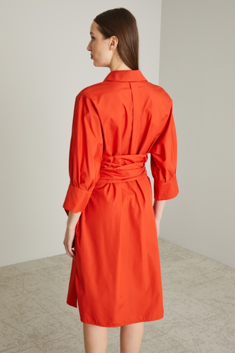 Vestido camisero de popelina