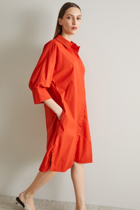 Vestido camisero de popelina