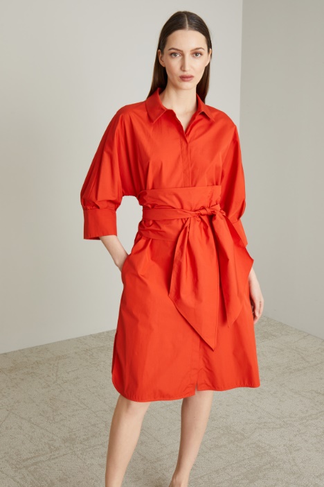 Vestido camisero de popelina