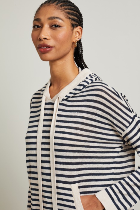 Maglia con cappuccio in lino