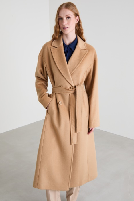 Cappotto in drap con cintura