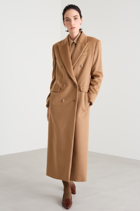 Cappotto lungo doppiopetto in lana