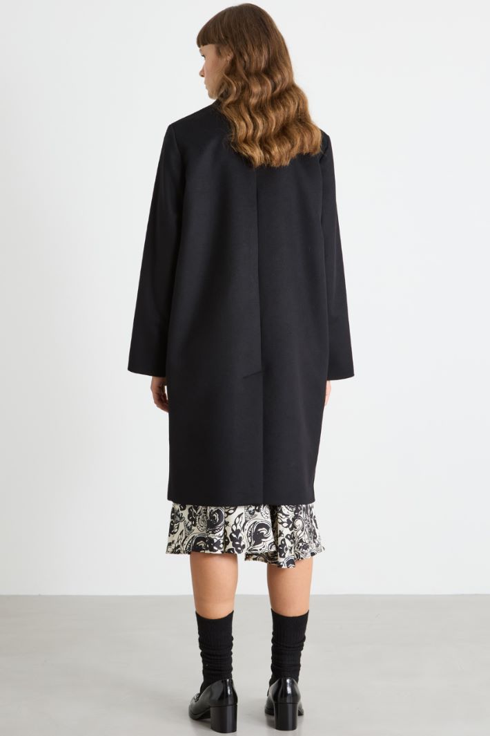 Cappotto doppiopetto in drap - NERO - Intrend - 4