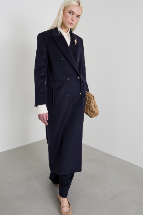 Cappotto lungo doppiopetto in lana