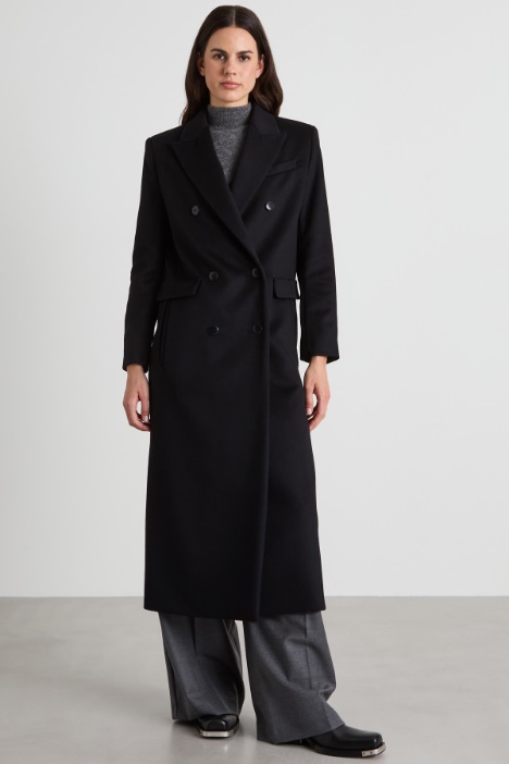 Cappotto lungo doppiopetto in lana