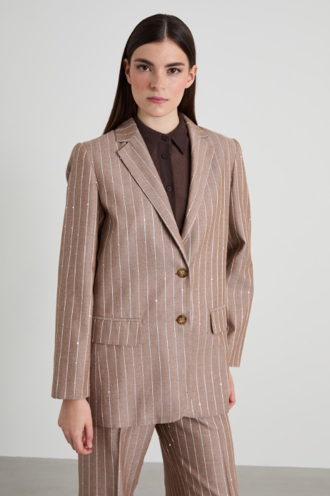 Sequin-adorned pinstripe blazer Intrend