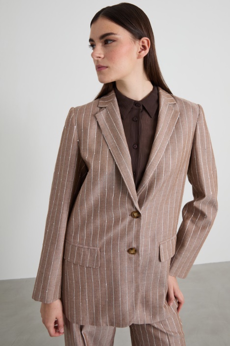 Blazer gessato con paillettes