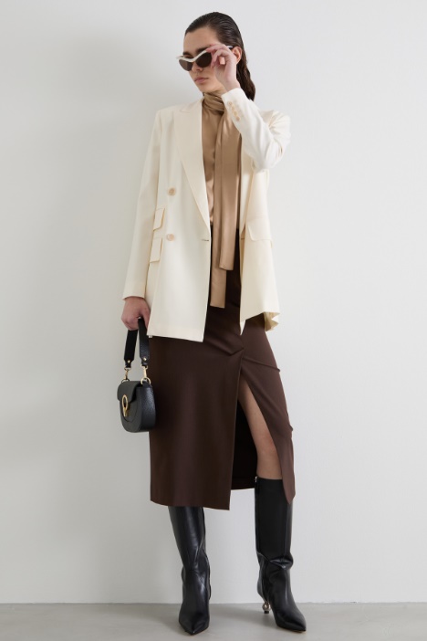 Double-breasted blazer in wool canvas Intrend