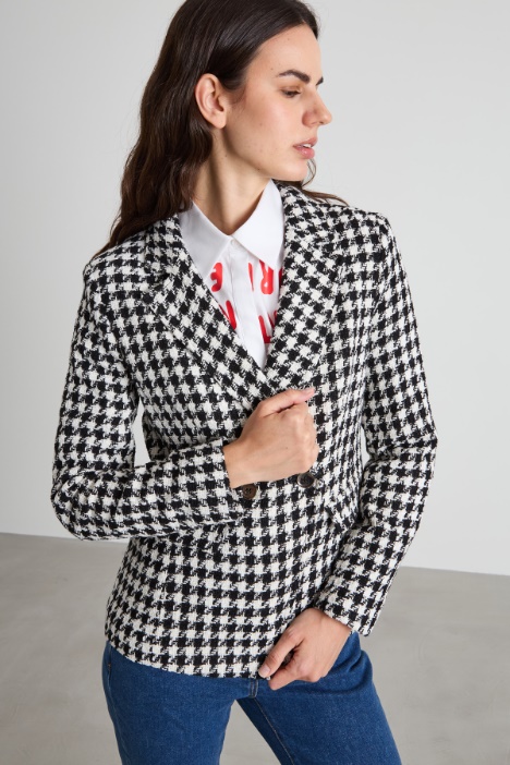 Blazer in tweed di misto cotone