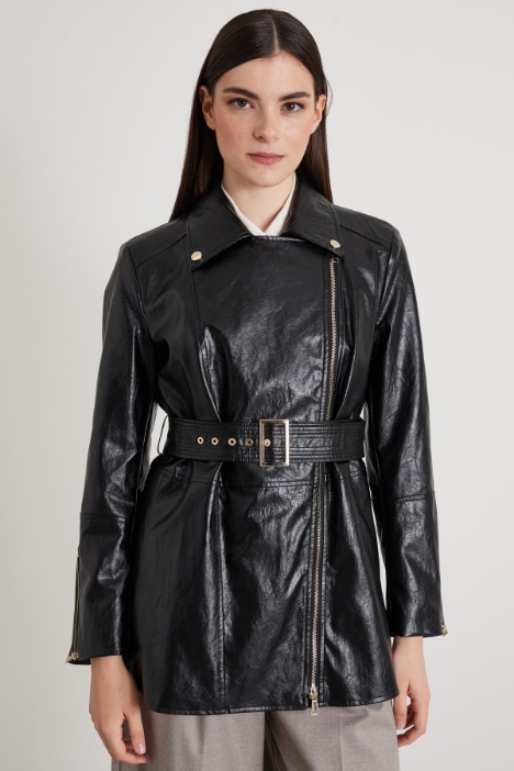 BIker jacket with belt Intrend