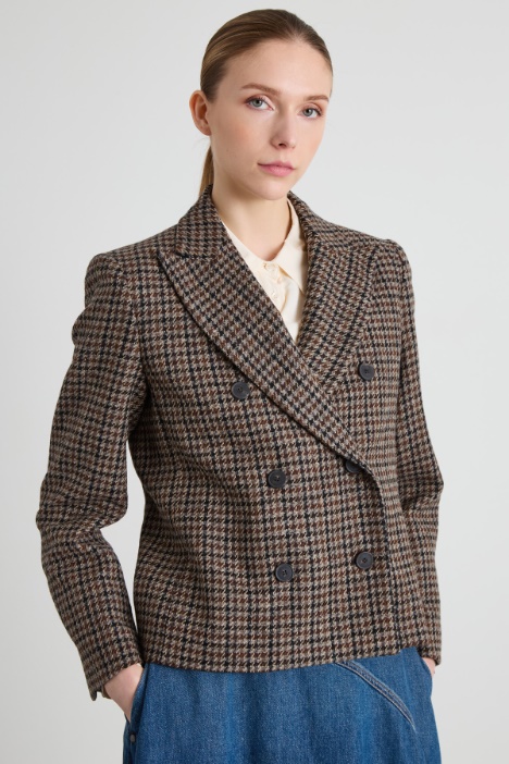 Caban de tela texturizada