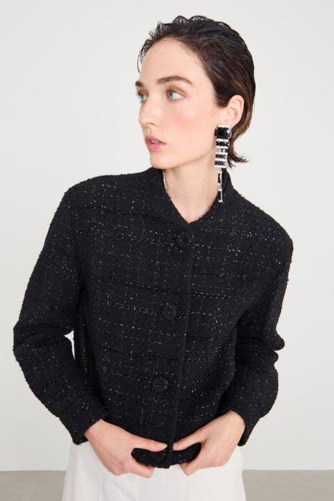 Bomber in tweed lamè