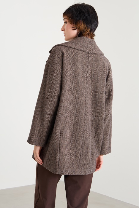 Caban in chevron di lana