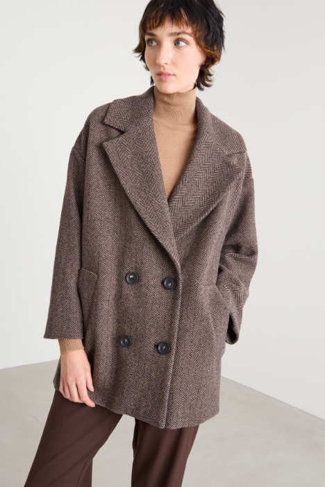Caban in chevron di lana